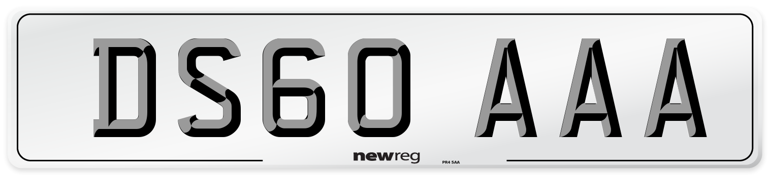 DS60 AAA Number Plate from New Reg
